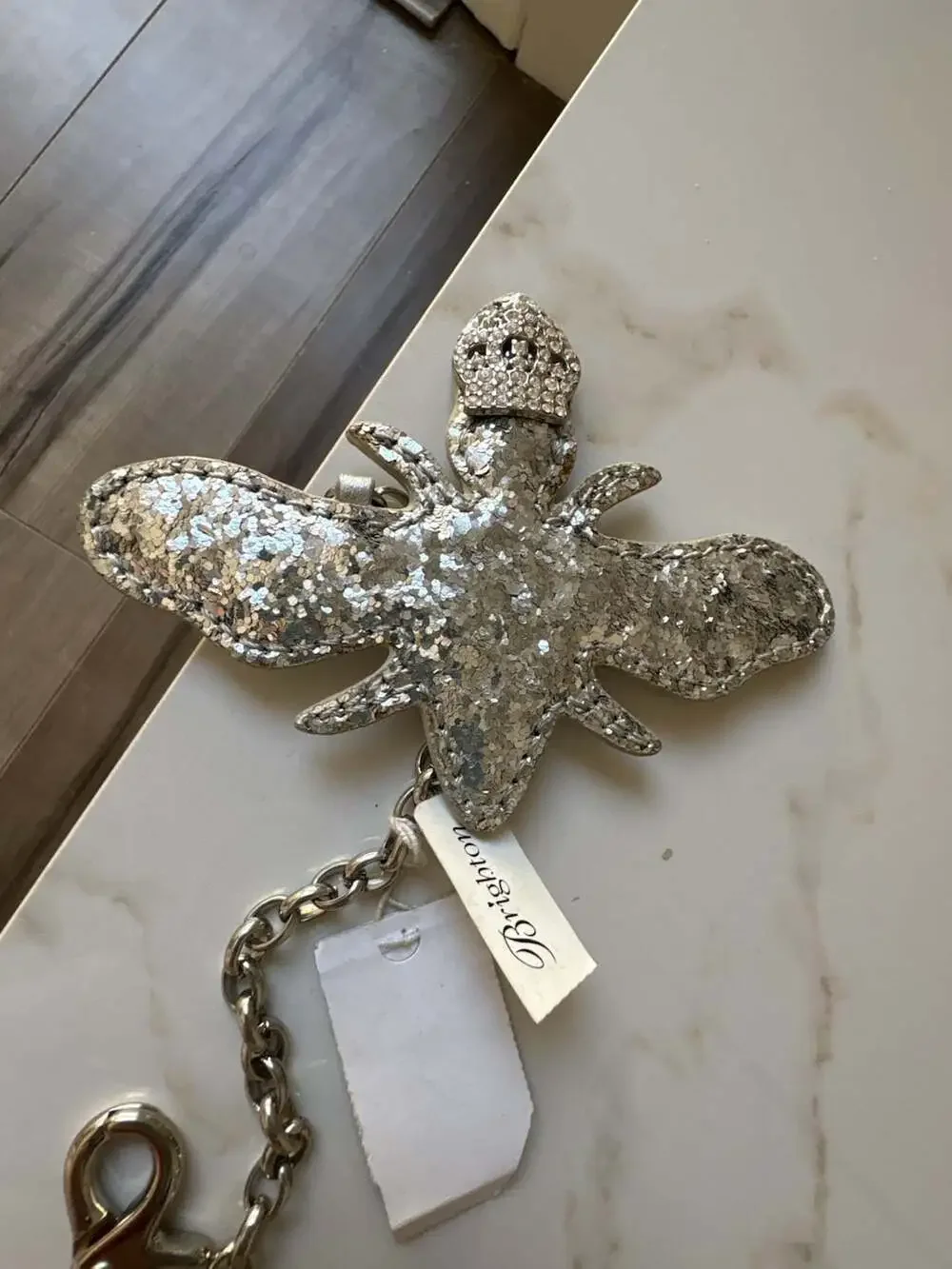 Brighton Silver Glitter Bee Keychain Purse Charm